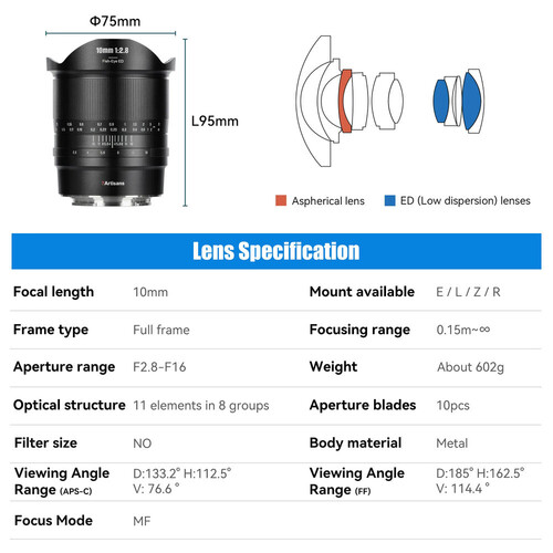 7Artisans 10mm F2.8 Mark II Lens (Canon RF)