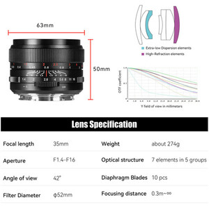 7Artisans 35mm F1.4 Mark III Lens (L Mount) - Thumbnail