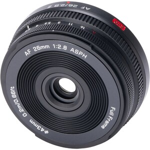 Viltrox AF 26mm f/2.8 EVO Lens (Nikon Z) - önden görünüm ve 43mm filtre yuvası