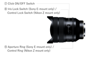 Tamron 12-20mm f/2.8 VXD Lens (Nikon Z) - gövde kontrollerinin adlandırılması, arka yüz