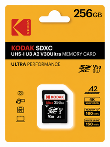 Kodak 256GB UHS-I U3 A2 V30 Ultra DDR SD Hafıza Kartı (160MB/s - 150MB/s) - ürün görünümü