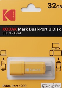 Kodak 32GB 3.2 Gen1 Type-C + USB Bellek (K200Y) - ürün görünümü