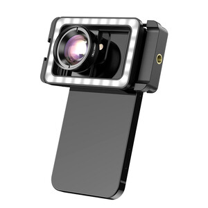Apexel - Apexel 3'ü 1 Arada Lens Klipsi ve Dolgu Işıklı 100mm Makro Lens Kiti