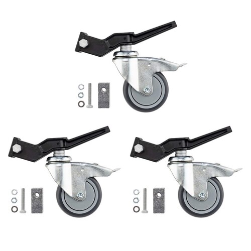 Avenger Braked Wheel Set of 3 fits 20mmx20mm & 25mmx25mm Blk A9000NB