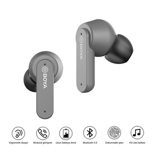 BOYA - Boya BY-AP4 Kablosuz Bluetooth Kulaklık Gri (1)