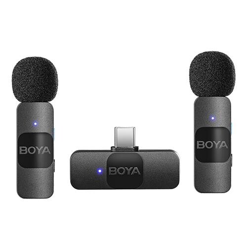 Boya BY-V20 Ultra Kompakt Osmo Action 2-3-4 İçin İkili Kablosuz Mikrofon (Type-C)