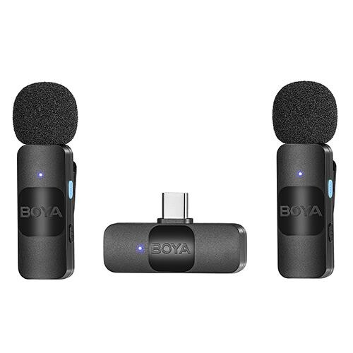 Boya BY-V20 Ultra Kompakt Osmo Action 2-3-4 İçin İkili Kablosuz Mikrofon (Type-C)