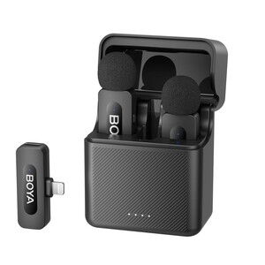 BOYA - Boya BY-V3 İki Kişilik Iphone 11/12/13/14 Lightning Uyumlu Kablosuz Yaka Mikrofonu