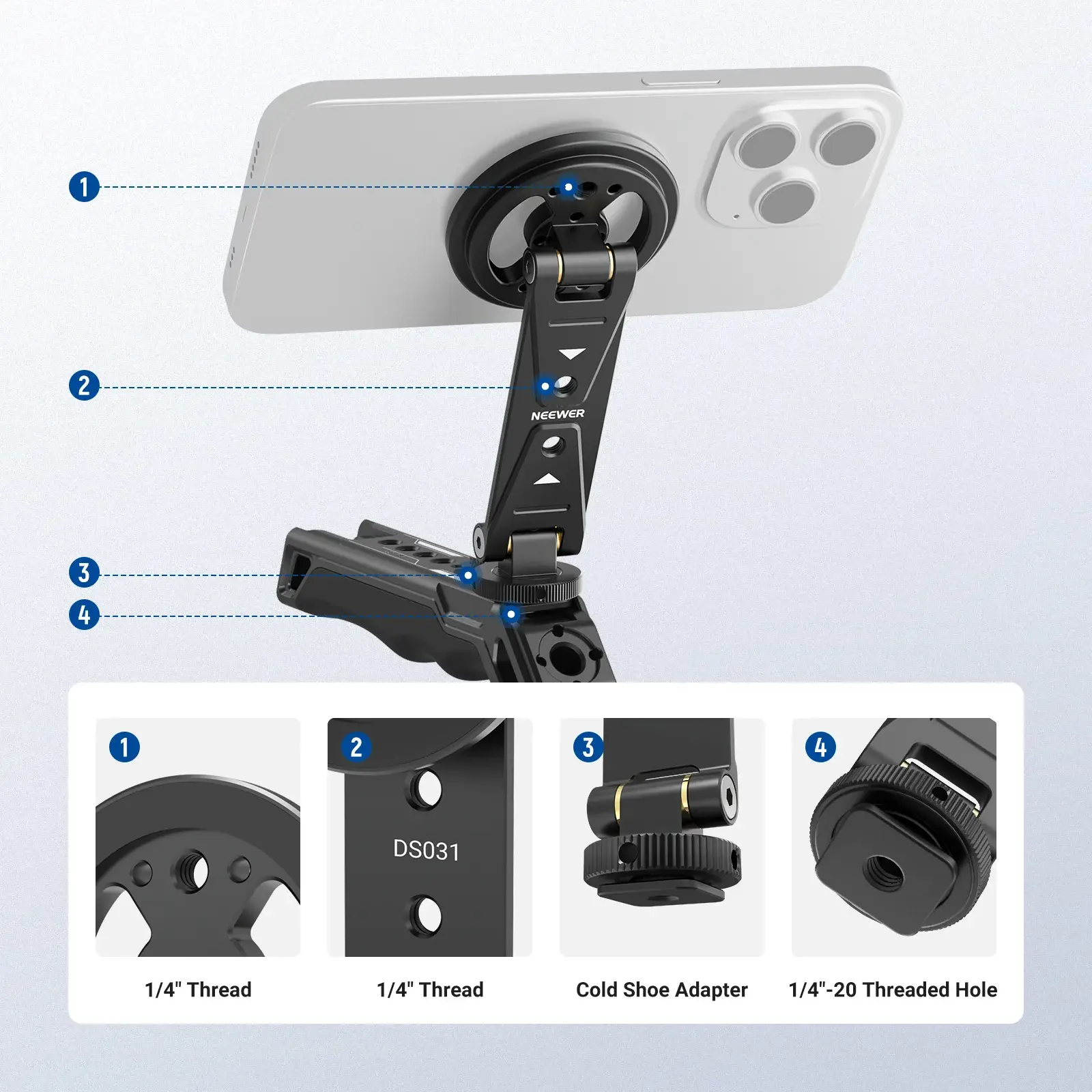 Neewer DS031 Profesyonel Manyetik Telefon Tripod Bağlantı Aparatı