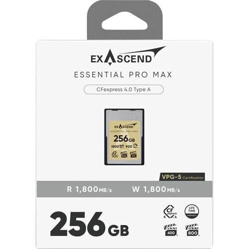 Exascend 256GB Essential Pro Max CFexpress 4.0 Type A Hafıza kartı / 1800 MB/S Okuma Yazma VPG800
