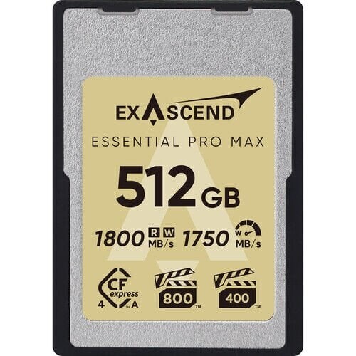 Exascend 512GB Essential Pro Max CFexpress 4.0 Type A Hafıza kartı / 1800 MB/S Okuma Yazma VPG800(Kopya)