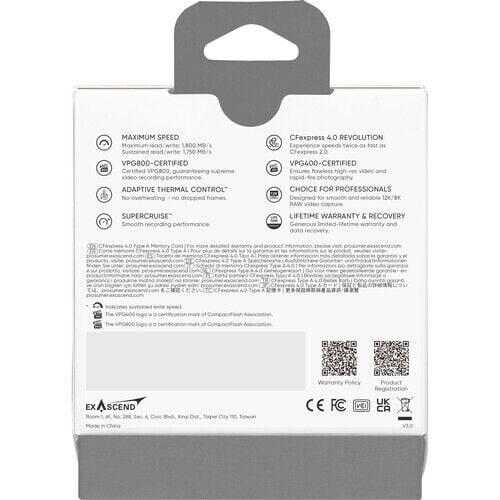 Exascend 512GB Essential Pro Max CFexpress 4.0 Type A Hafıza kartı / 1800 MB/S Okuma Yazma VPG800(Kopya)