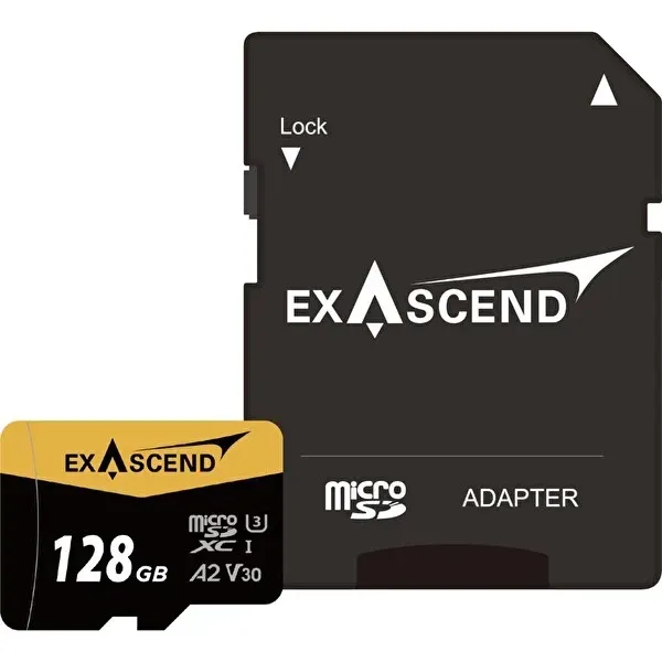 Exascend Catalyst microSD V30, A2 128GB, w/ adapter - 175MB/S Read -150MB/S Write - Thumbnail