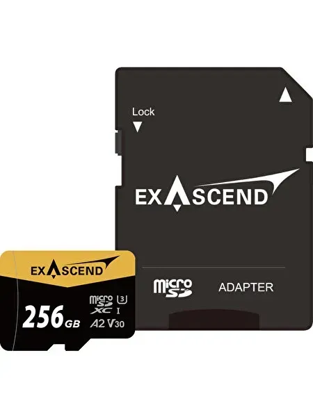 Exascend Catalyst microSD V30, A2 256GB, w/ adapter - 175MB/S Read -150MB/S Write - Thumbnail