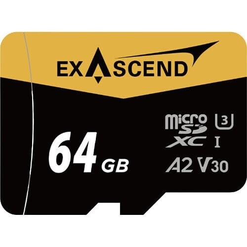 Exascend Catalyst microSD V30, A2 64GB, w/ adapter - 175MB/S Read -150MB/S Write