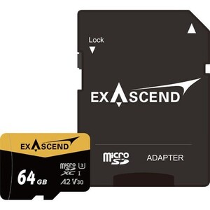 Exascend - Exascend Catalyst microSD V30, A2 64GB, w/ adapter - 175MB/S Read -150MB/S Write