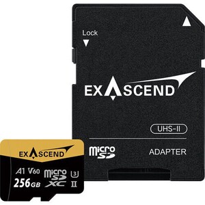 Exascend - Exascend Catalyst microSD V60, A1 256GB, w/ adapter - 280MB/S Read -180MB/S Write