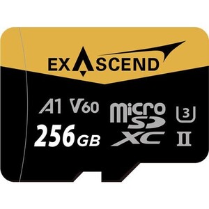 Exascend Catalyst microSD V60, A1 256GB, w/ adapter - 280MB/S Read -180MB/S Write - Thumbnail