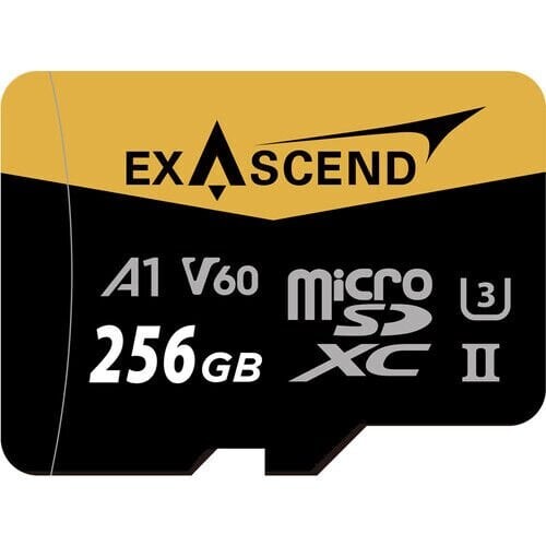 Exascend Catalyst microSD V60, A1 256GB, w/ adapter - 280MB/S Read -180MB/S Write