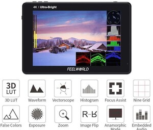 FEELWORLD LUT7 7 Inç 3D LUT Ultra Parlak 2200nit Dokunmatik Ekran Kamera Alan Monitörü - Thumbnail
