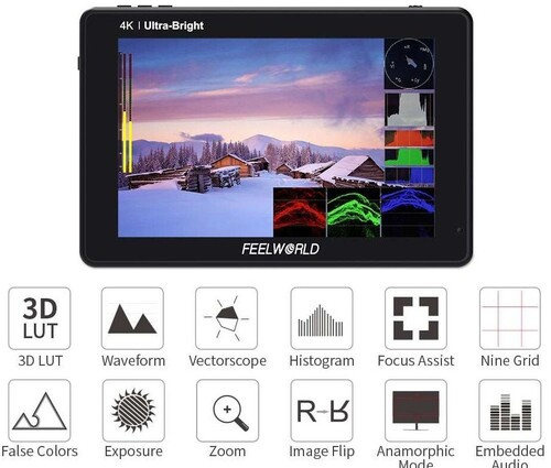 FEELWORLD LUT7 7 Inç 3D LUT Ultra Parlak 2200nit Dokunmatik Ekran Kamera Alan Monitörü