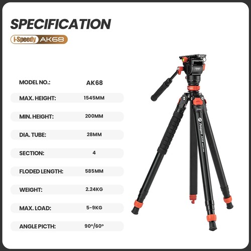 Fotopro AK68 Fluid Video Tripod