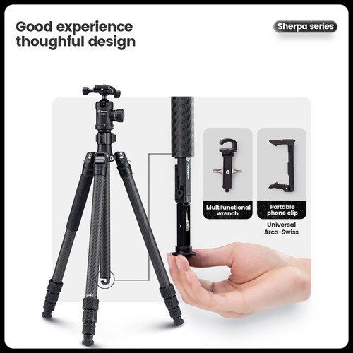 Fotopro Sherpa Plus Karbon Fiber Tripod