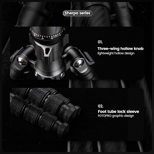 Fotopro Sherpa Plus Karbon Fiber Tripod - Thumbnail