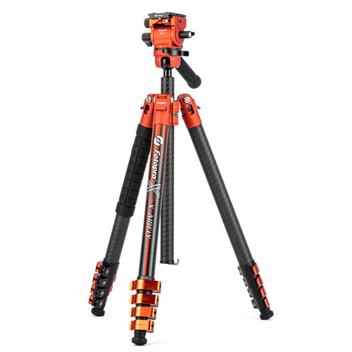 FOTOPRO X-AIRFLY Karbon Fiber Video Tripod (Turuncu)