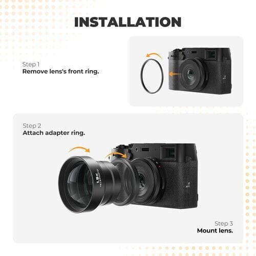 Freewell 1.5x Telephoto Lens for FUJIFILM X100 Series BLACK