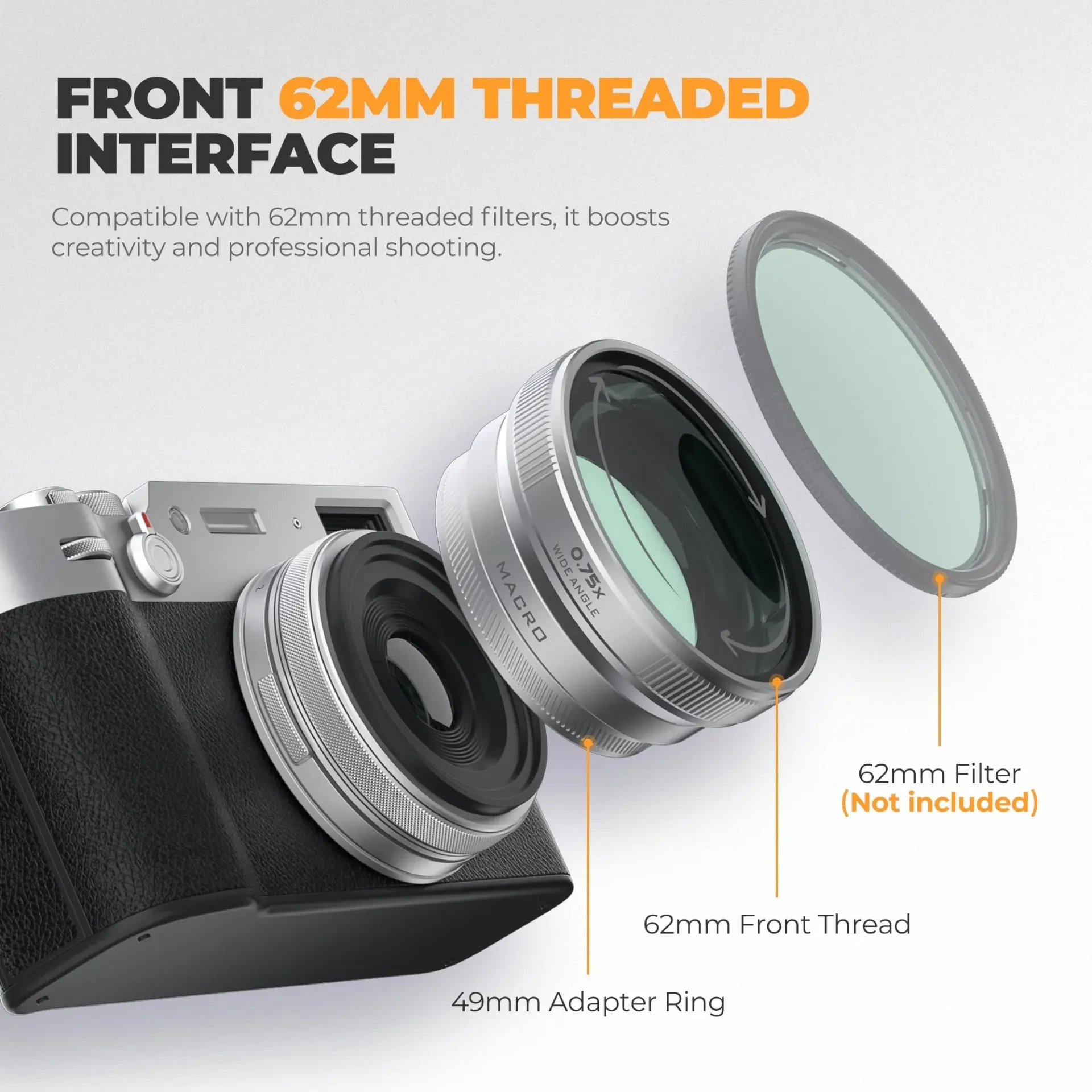 Freewell 2-in-1 Wide-Angle and Macro Lens for FUJIFILM X100 Series BLACK - Thumbnail