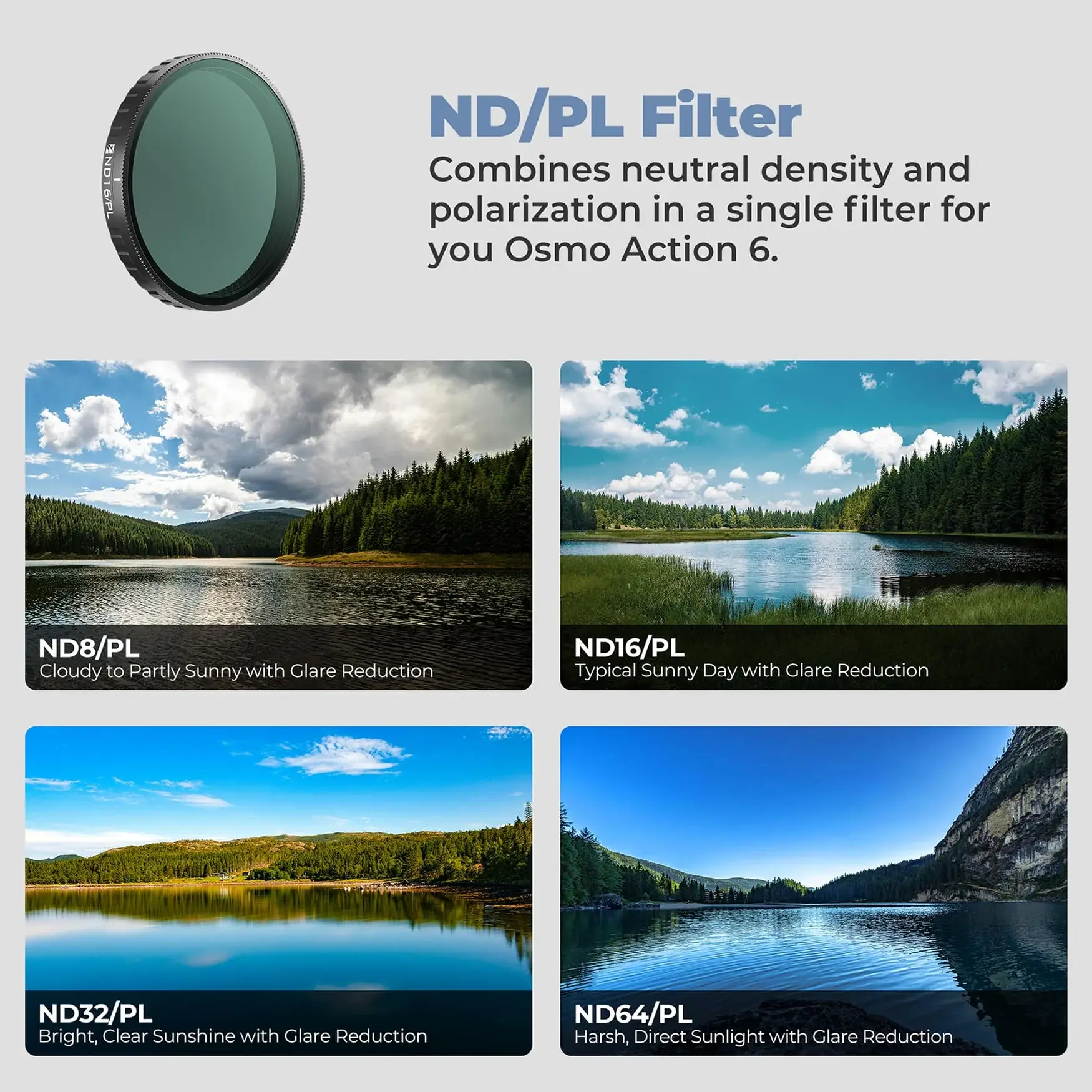 Freewell DJI Osmo Action 6 ND/PL Filters 4Pack - Thumbnail