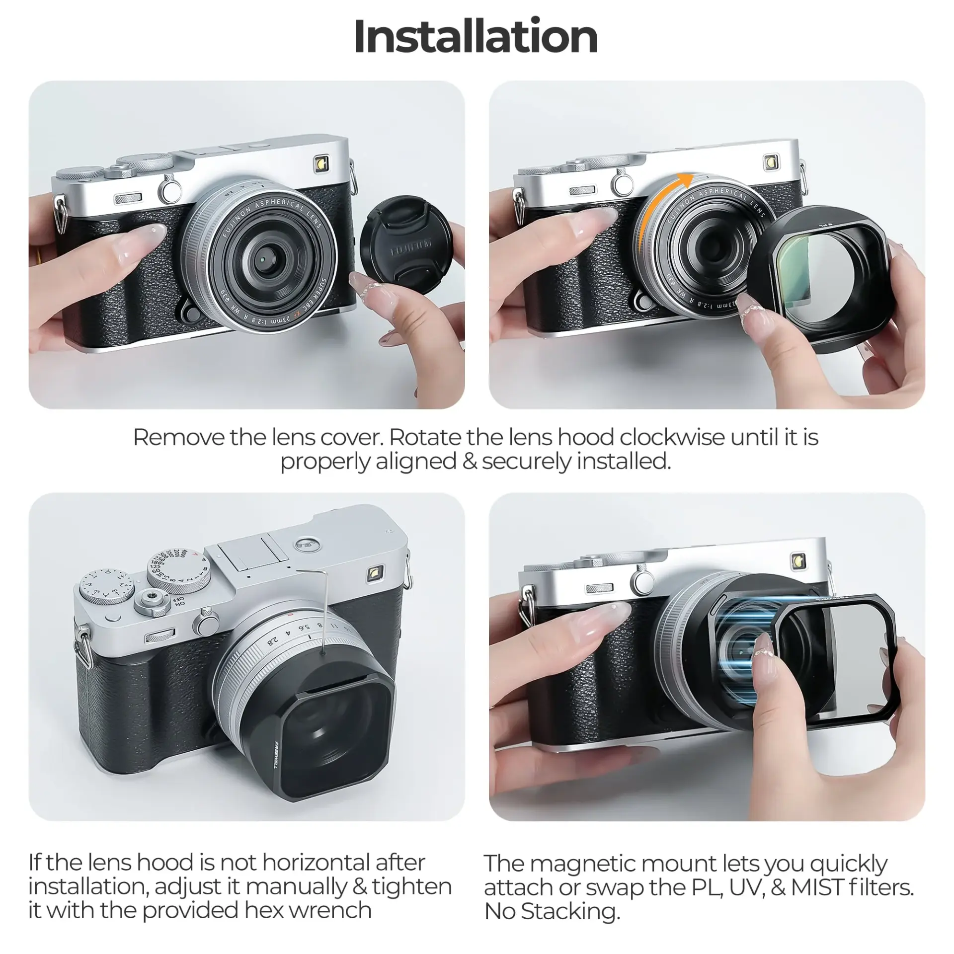 Freewell Fuji X-E5 Lens Hood (XF23mmF2.8) Siyah - Thumbnail