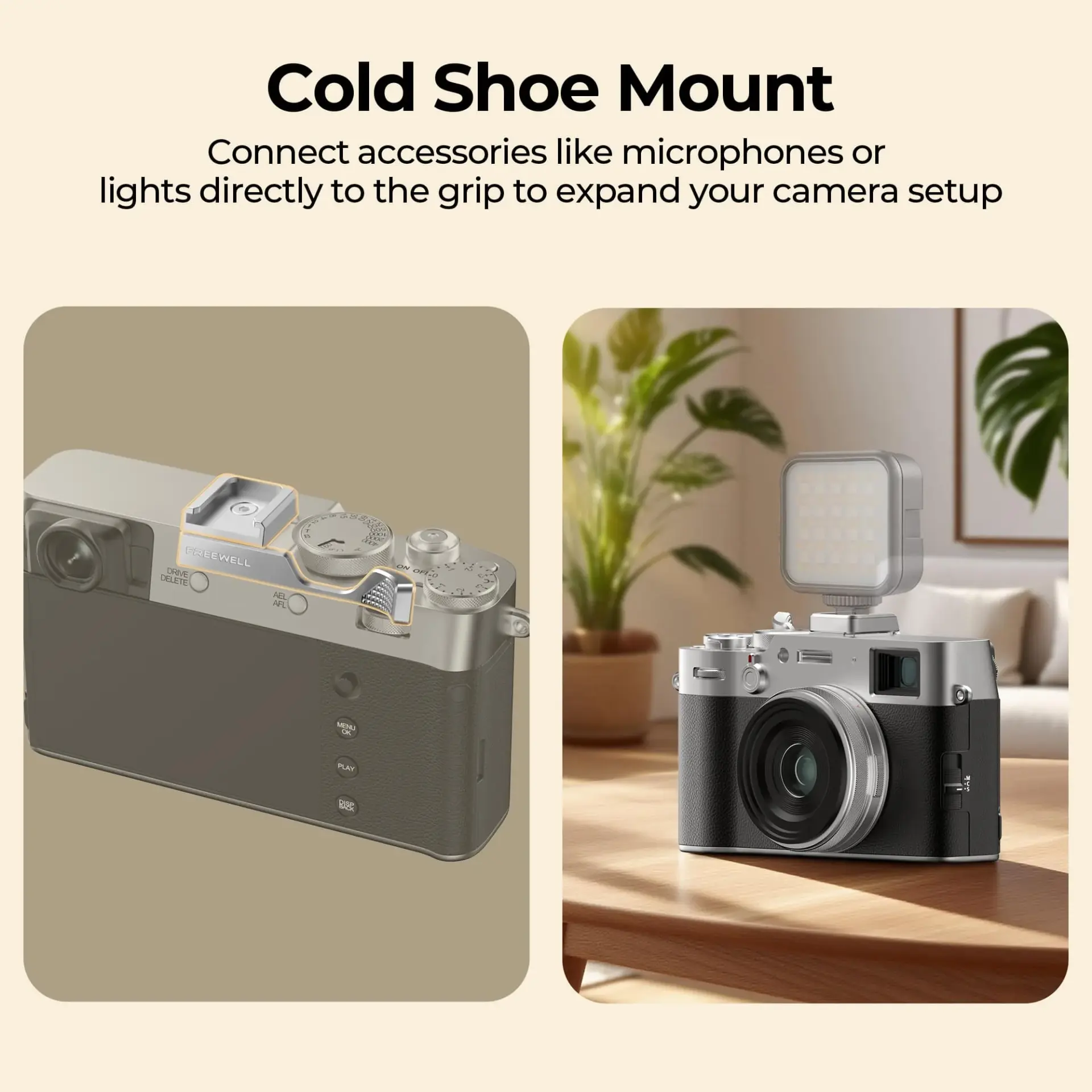 Freewell Fuji X100VI Thumb Grip with Cold Shoe Mount - Thumbnail