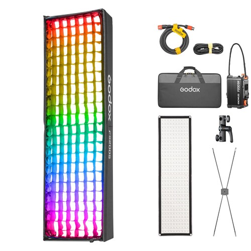 Godox KNOWLED F200SR K1 Esnek RGB LED Işık 1×4, Softbox ve Grid Dahil