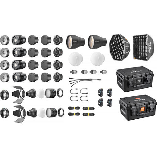 Godox KNOWLED MS60R 60W RGB LED Işık 4'lü Set (Zoom Lens, DL5 Lite ve Softbox Dahil)