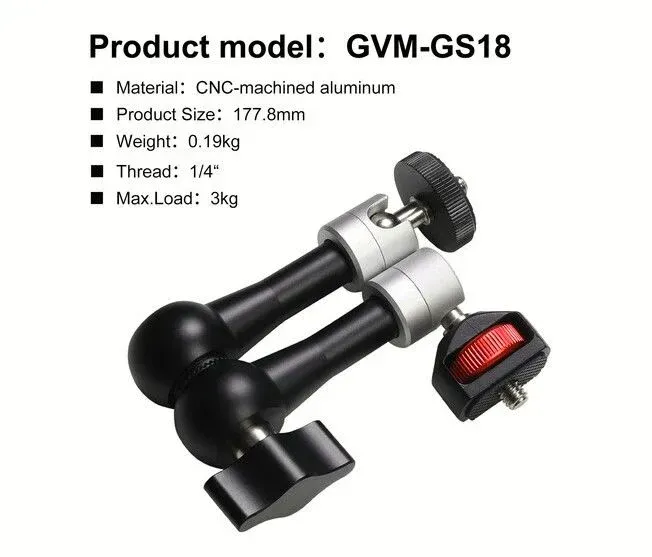 GVM 18cm (7'') Heavy-Duty 1/4'' Vidalı Magic Arm