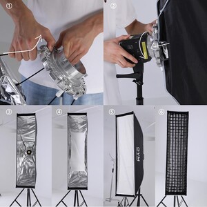 GVM 30x120CM Kolay Kurulum Gridli Softbox - Thumbnail