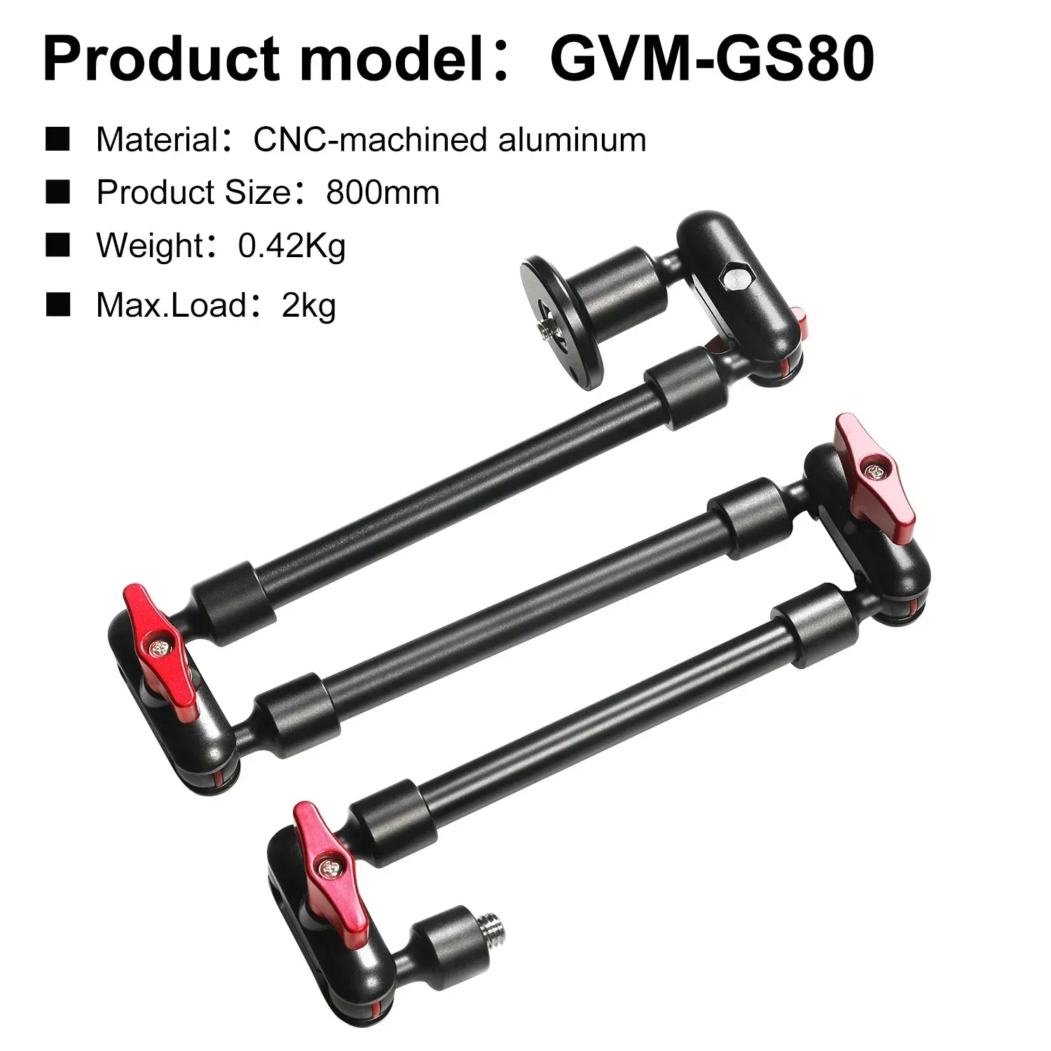 GVM 80cm Heavy-Duty Çift Eklem Magic Arm - Thumbnail