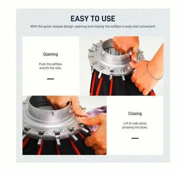 GVM 90cm Kolay Kurulum Gridli Parabolik Softbox - Thumbnail