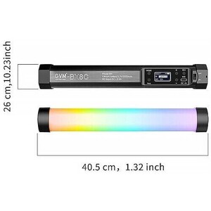 GVM BX8C RGB 30cm 8W Dahili Akülü LED Tüp Işık - Thumbnail