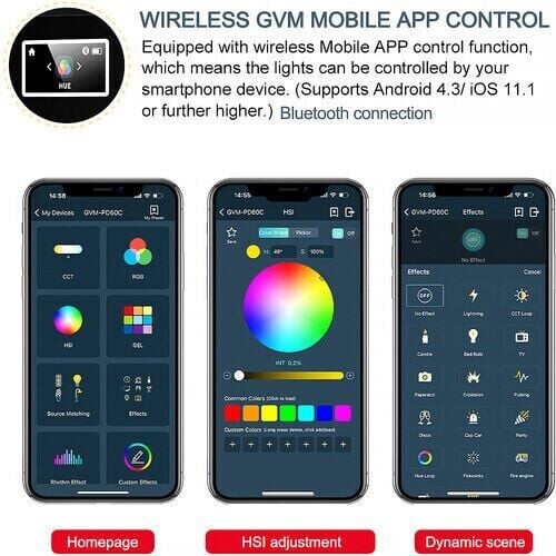 GVM PD60C 60W RGB Dahili Akülü LED Işık