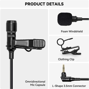 Hollyland HL-OLM02 Omnidirectional Lavalier Microphone Set (2-Pack, Black) - Thumbnail
