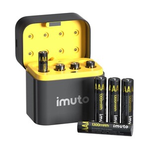 IMUTO - Imuto 1300 mWh AAA Lityum Şarjlı Pil Seti (8’li) + 8 Yuvalı Şarj Ünitesi