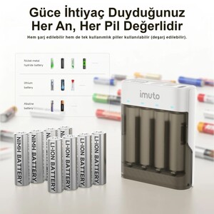 Imuto 3600mWh AA Şarj Edilebilir Pil + Power Case Şarj Kiti (4’lü Paket) - Thumbnail