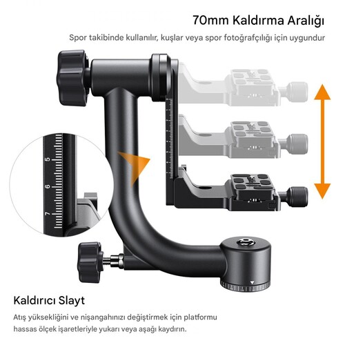 Kaiseberg Ağır Hizmet Tipi Gimbal Tripod Başlığı (31.033)