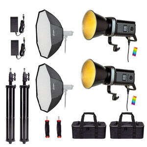 Kaiseberg - Kaiseberg KS-200 RGB AIR Led 95cm Octagon Softbox İkili Kit