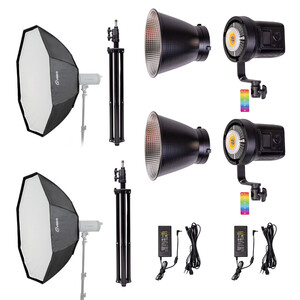 Kaiseberg - Kaiseberg SK-135FR RGB AIR Spotlight Işık 80cm Octagon Softbox Set - İkili Kit