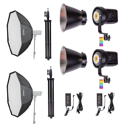 Kaiseberg SK-135FR RGB AIR Spotlight Işık 80cm Octagon Softbox Set - İkili Kit