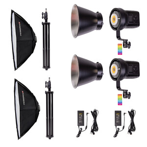 Kaiseberg SK-135FR RGB AIR Spotlight Işık 95cm Octagon Softbox Set - İkili Kit - Thumbnail